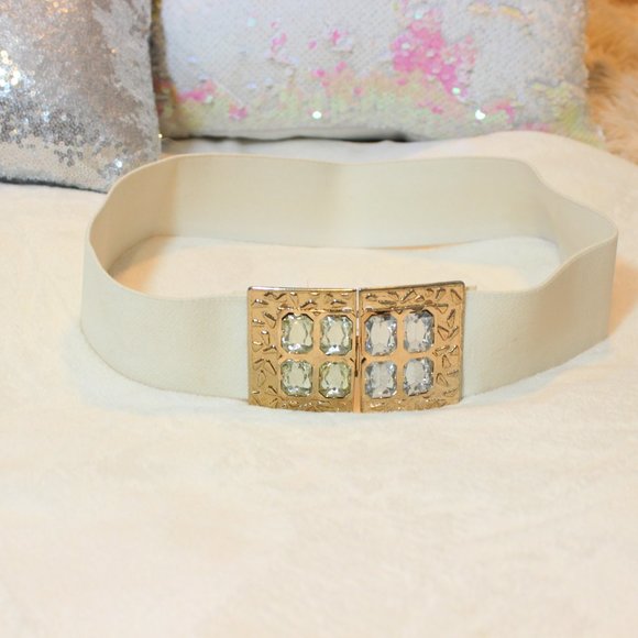 ?Vogue Couture Vintage 1980s Elastic Wide Chunky Bling Rhinestone Cinch Belt ? main image 6